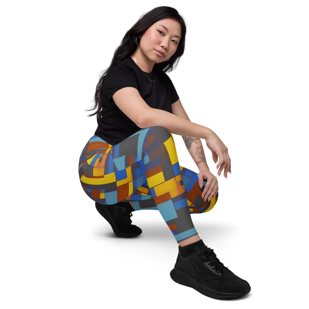Modernist Ember on Leggings with Pockets — Right Front