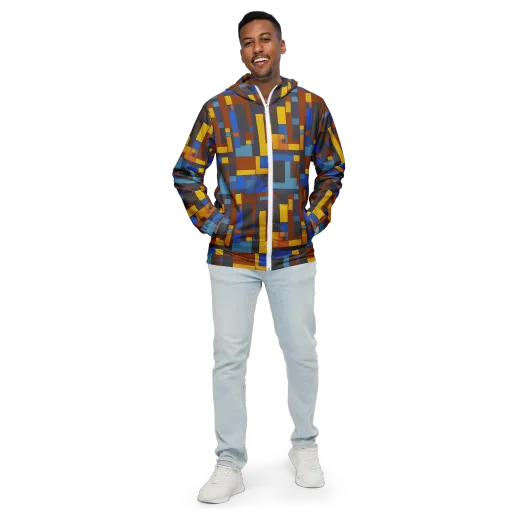 Modernist Ember on a Men's Windbreaker