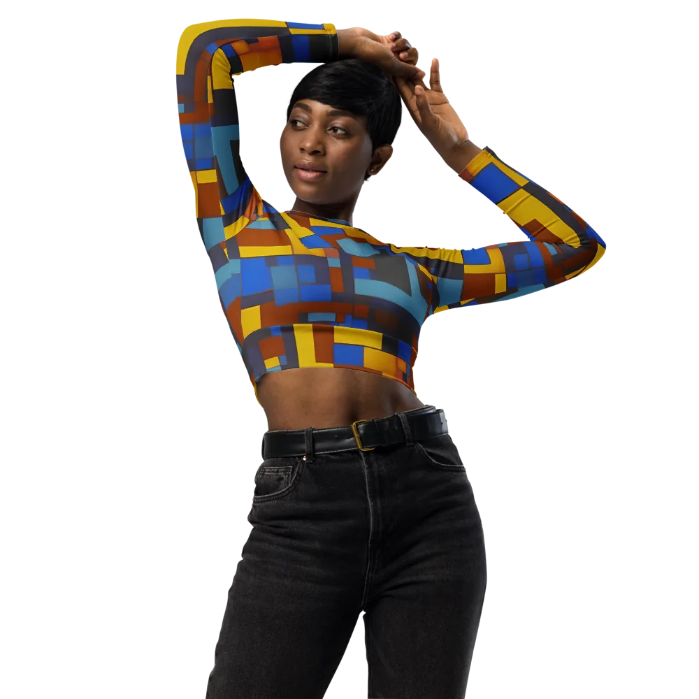 Modernist Ember on Long Sleeve Crop Top — Front