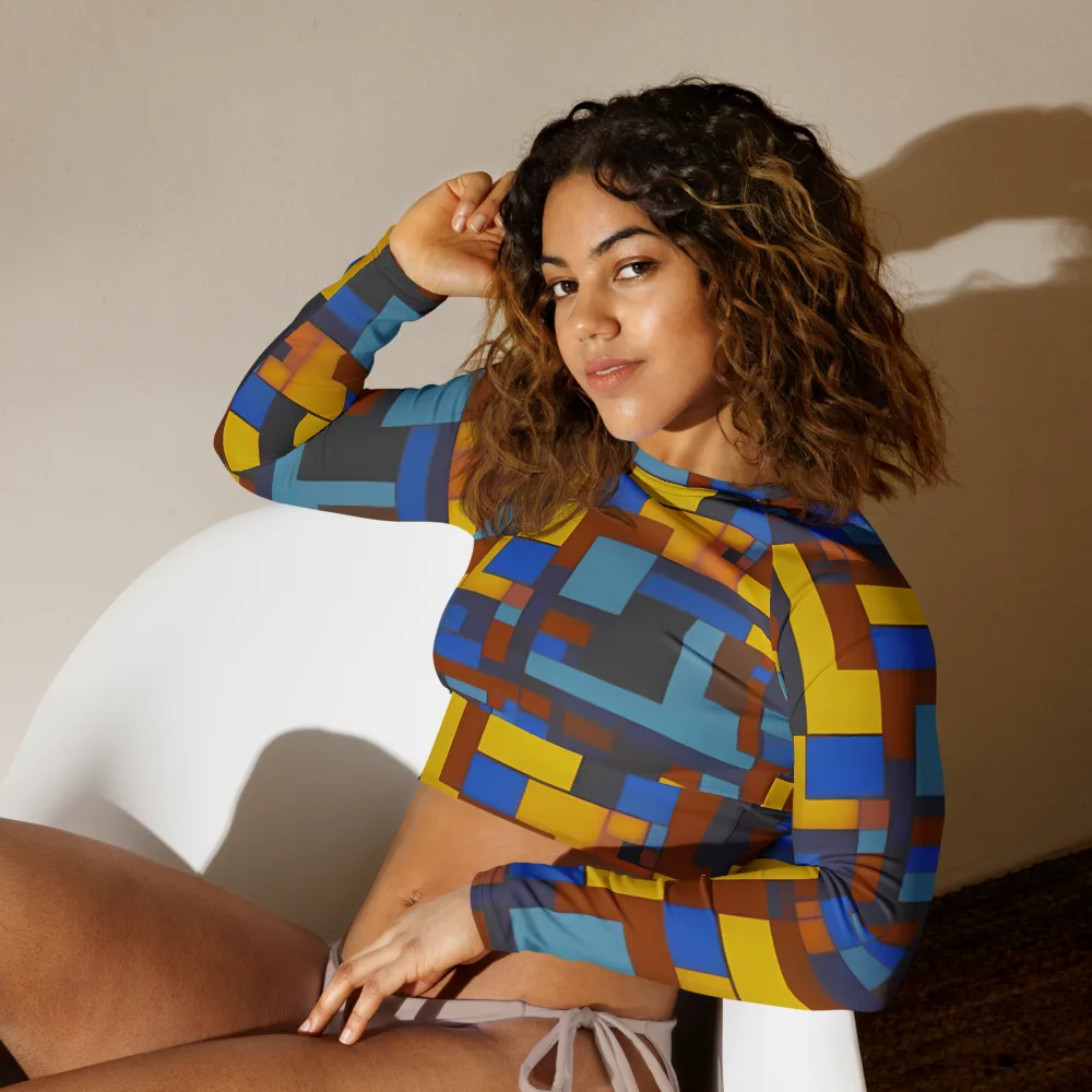 Modernist Ember on Long Sleeve Crop Top — Left Front