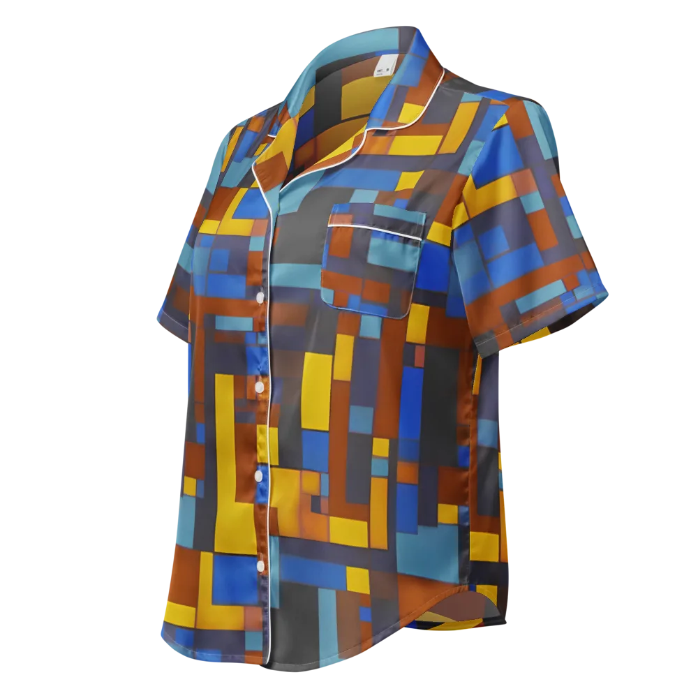 Modernist Ember on Women's Short Sleeve Pajama Top — Left Front