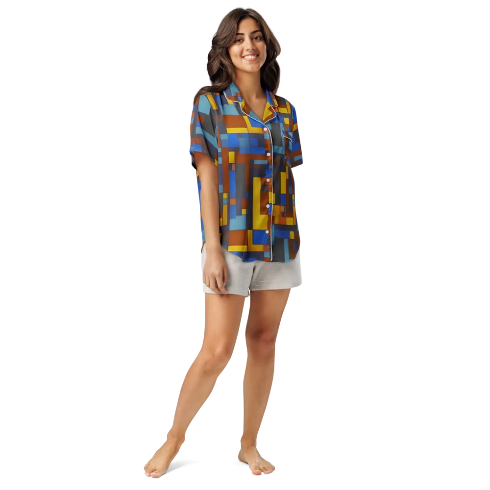 Modernist Ember on Women's Short Sleeve Pajama Top — Front