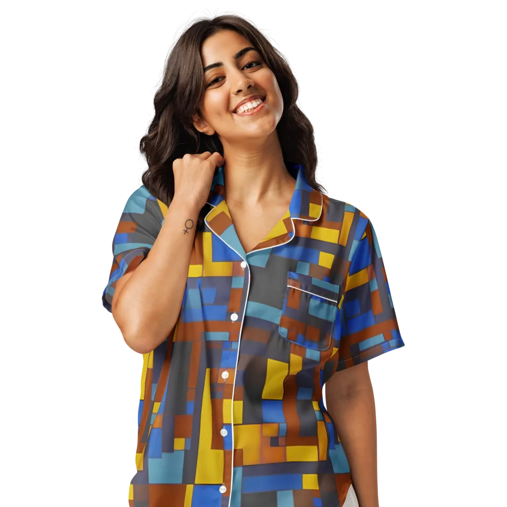 Modernist Ember on Women's Short Sleeve Pajama Top — Front