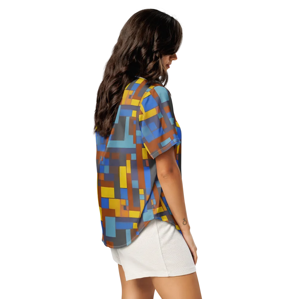 Modernist Ember on Women's Short Sleeve Pajama Top — Right Back