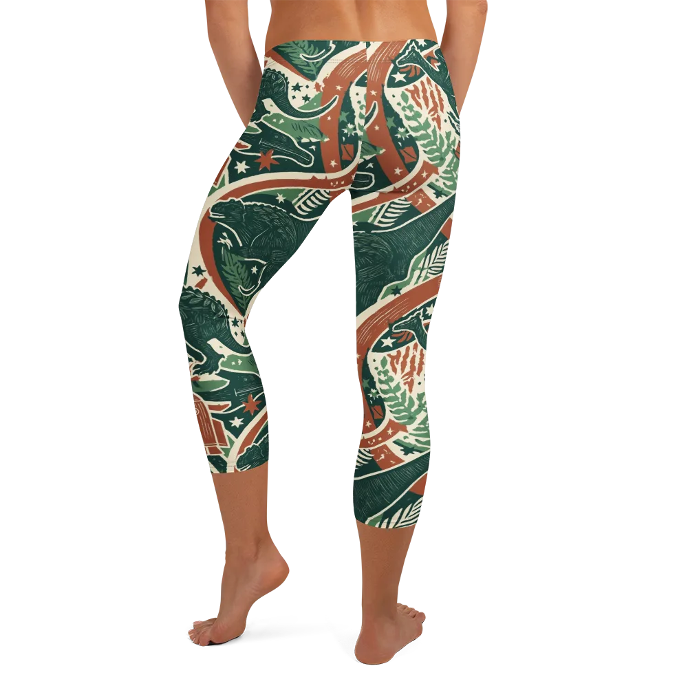Rocket Menagerie on Capri Leggings — Back
