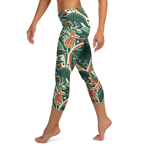 Rocket Menagerie on a Capri Leggings