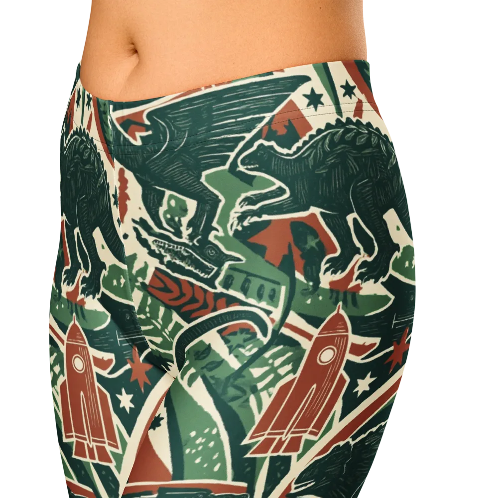 Rocket Menagerie on Capri Leggings — Zoomed-in