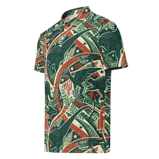 Rocket Menagerie on a Men's Slim Fit Polo Shirt