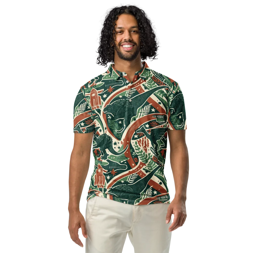 Rocket Menagerie on Men's Slim Fit Polo Shirt — Front
