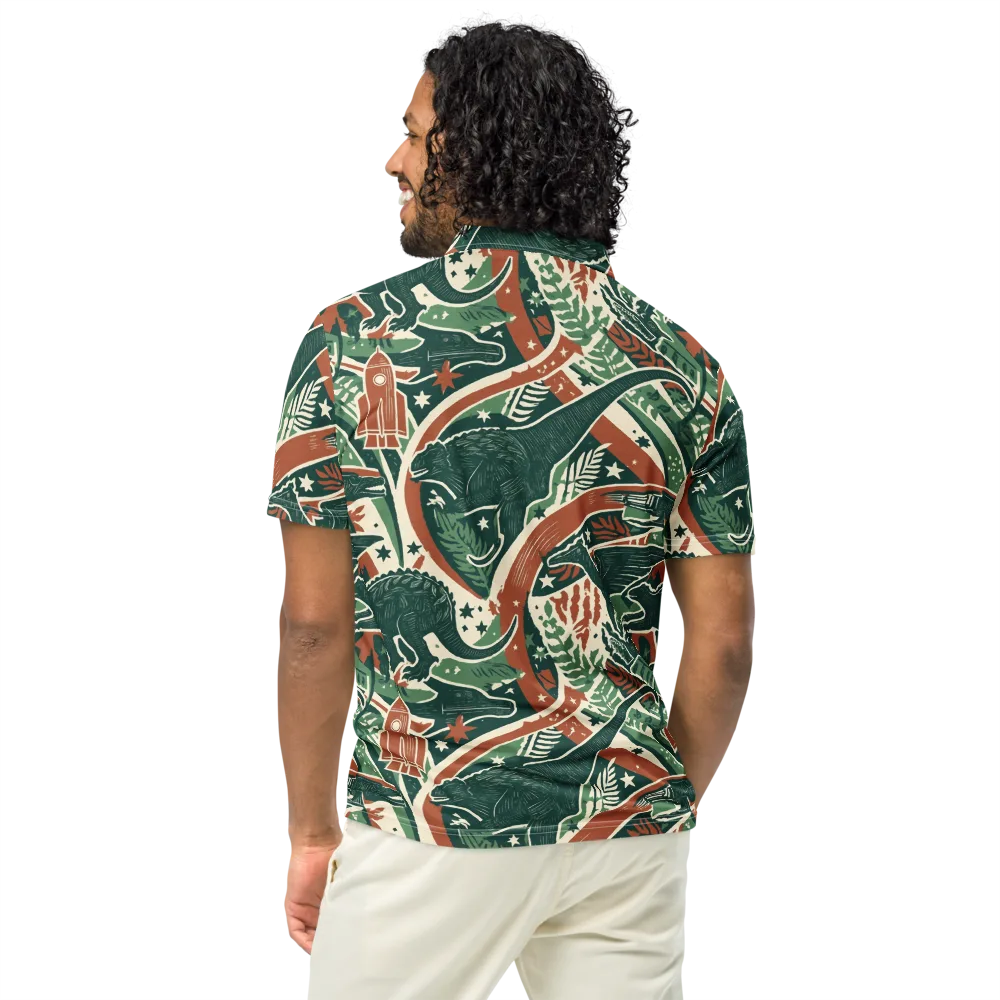 Rocket Menagerie on Men's Slim Fit Polo Shirt — Back