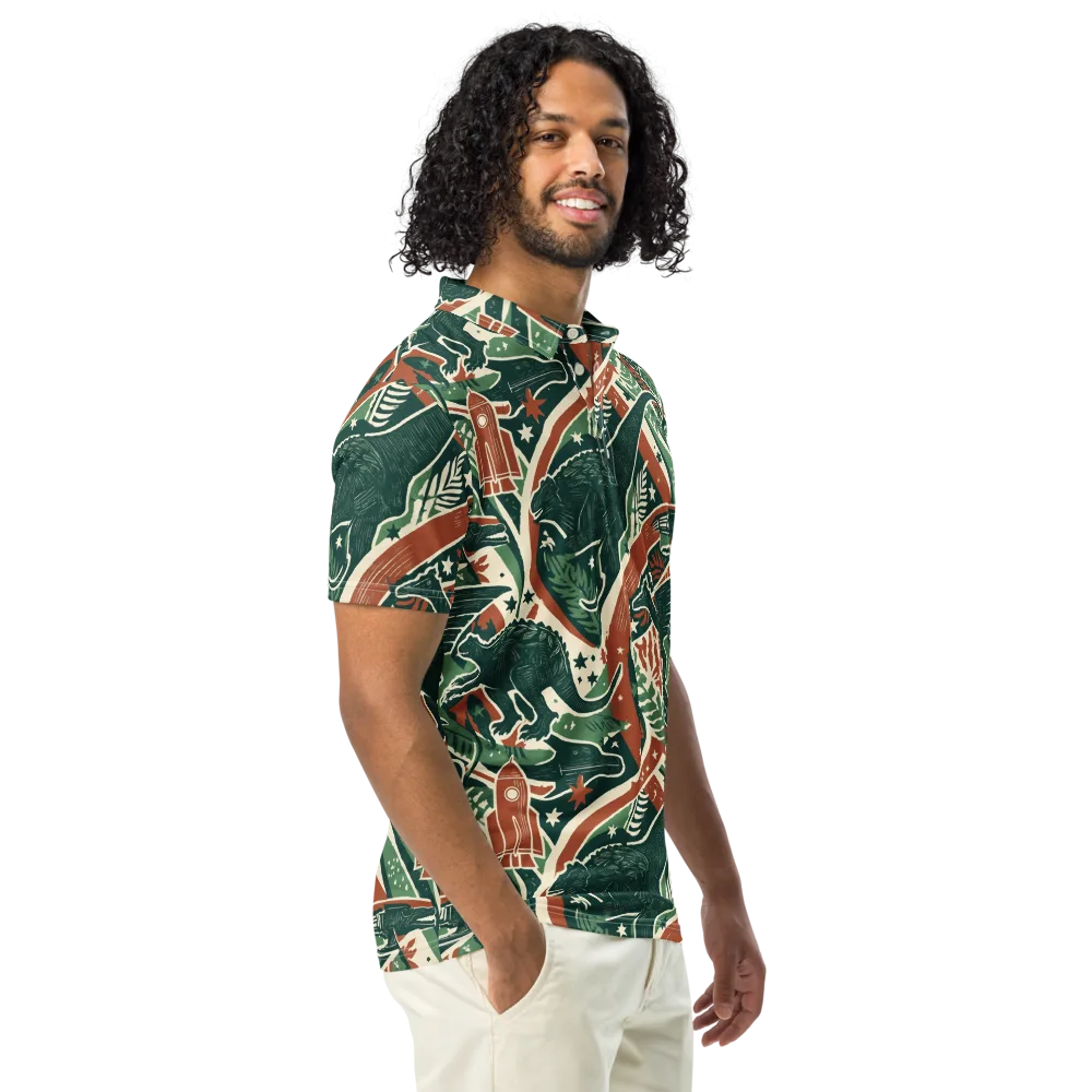 Rocket Menagerie on Men's Slim Fit Polo Shirt — Right Front