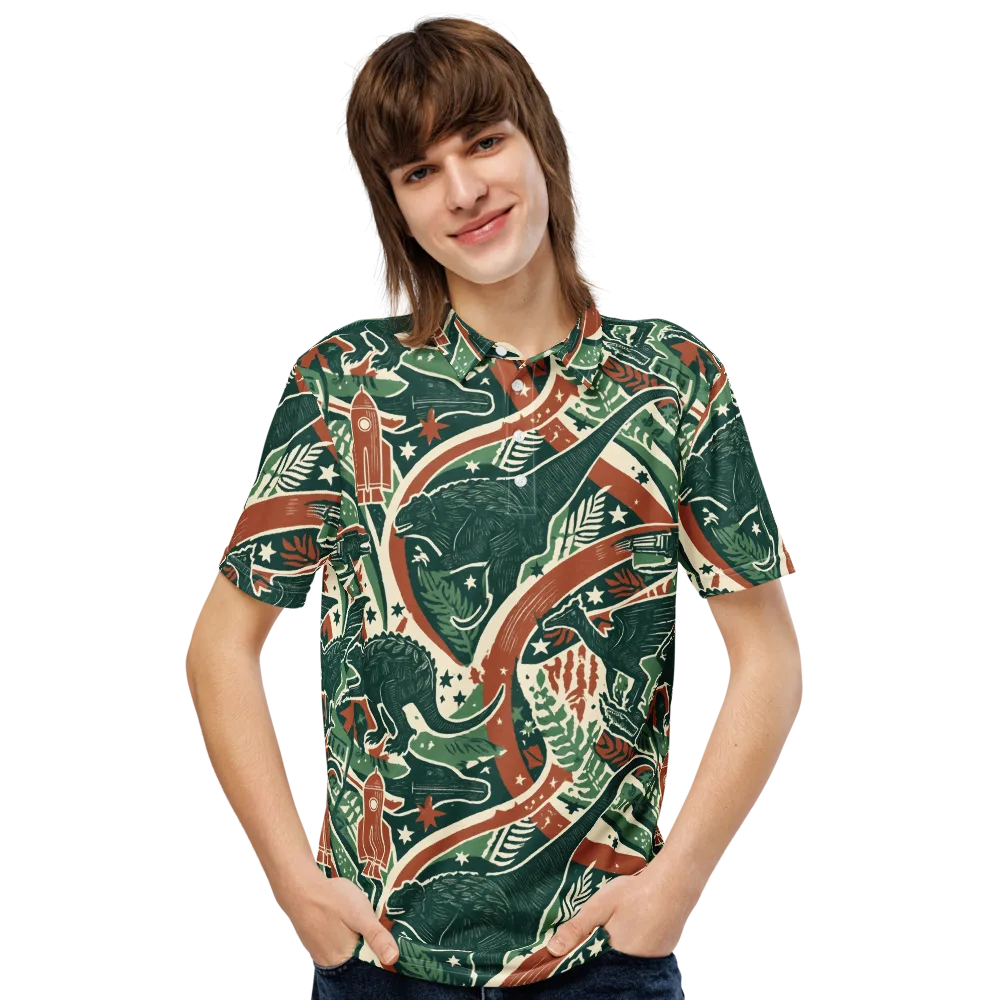 Rocket Menagerie on Men's Slim Fit Polo Shirt — Front