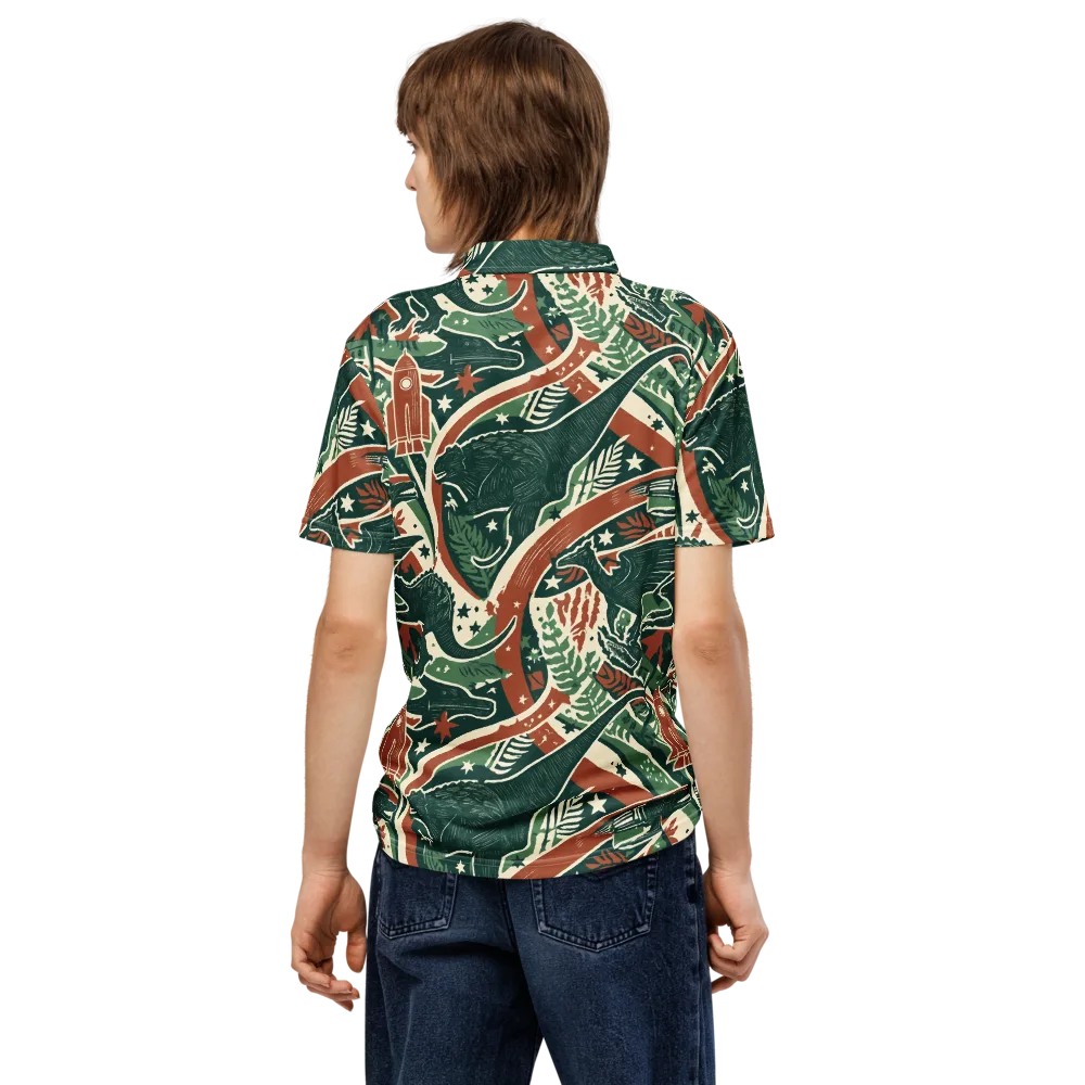 Rocket Menagerie on Men's Slim Fit Polo Shirt — Back