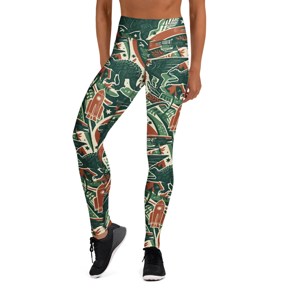 Rocket Menagerie on Yoga Leggings — Front
