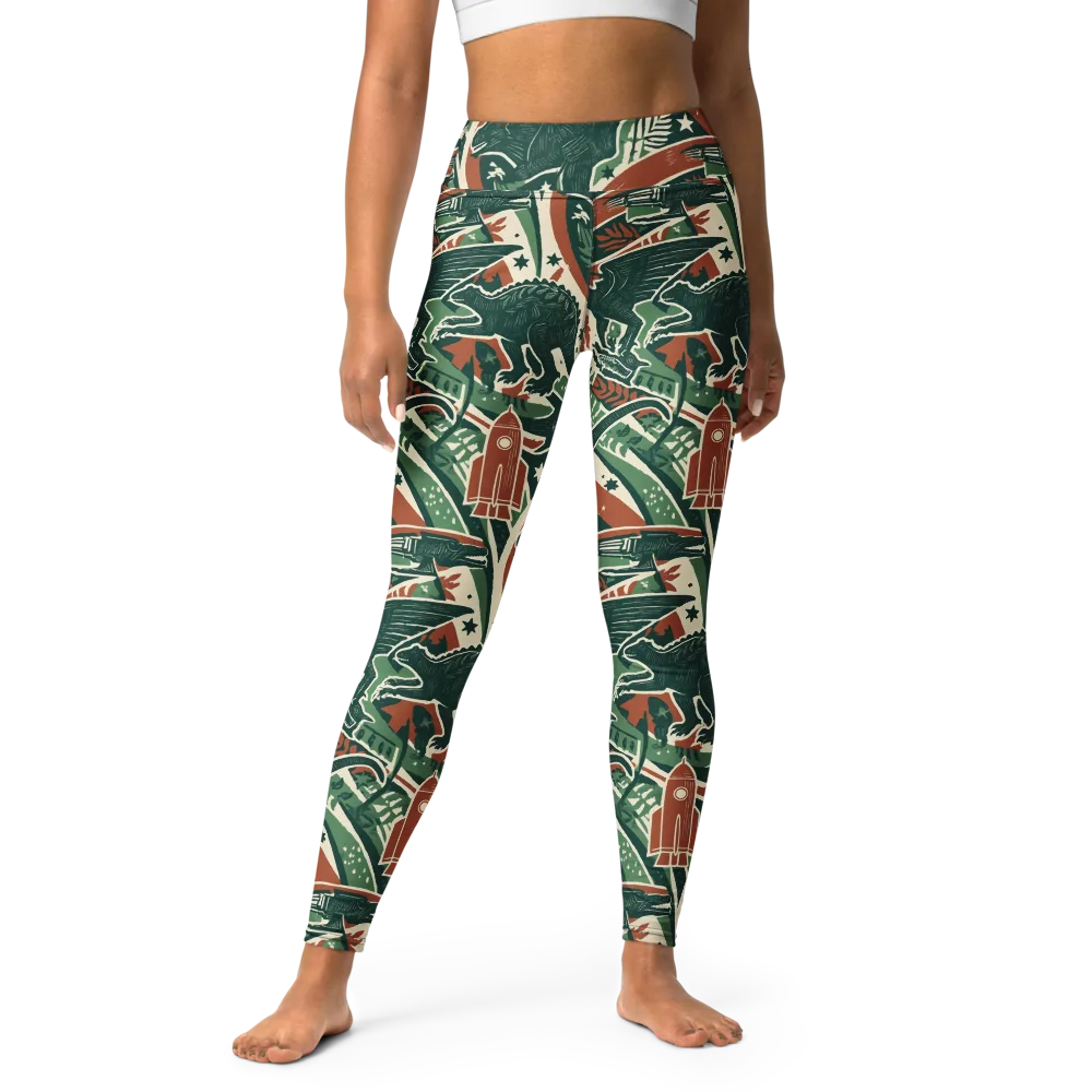 Rocket Menagerie on Yoga Leggings — Front