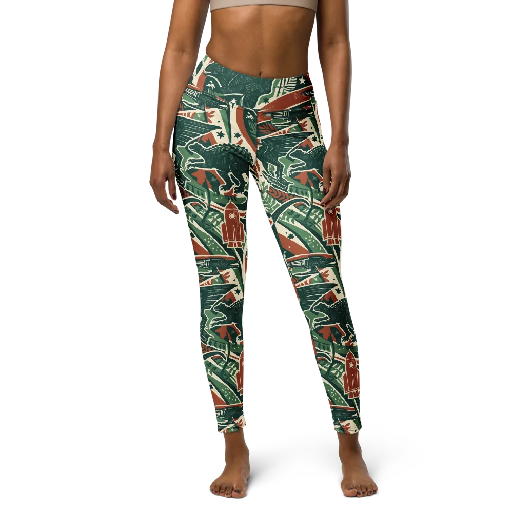 Rocket Menagerie on Yoga Leggings — Front