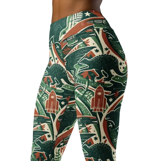 Rocket Menagerie on a Yoga Leggings