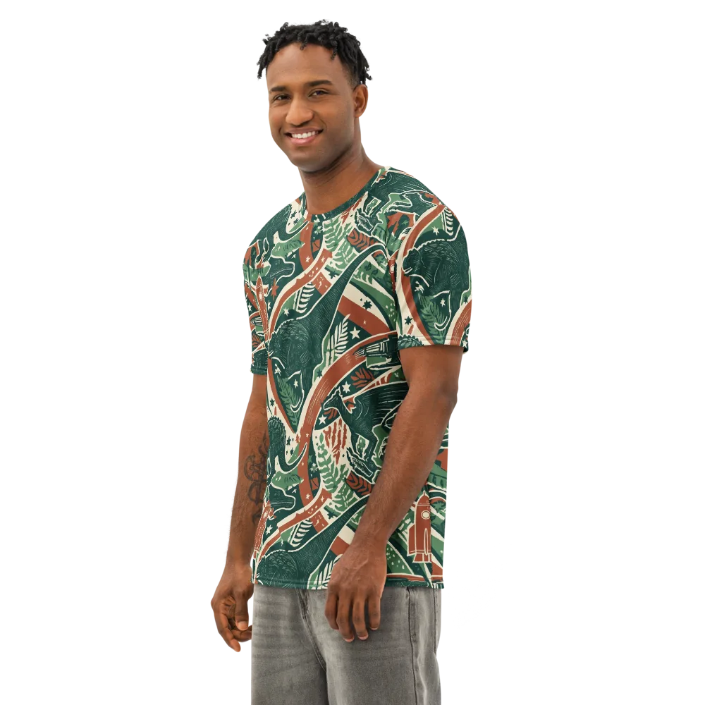 Rocket Menagerie on Men's Cotton Crew Neck T-Shirt — Left Front