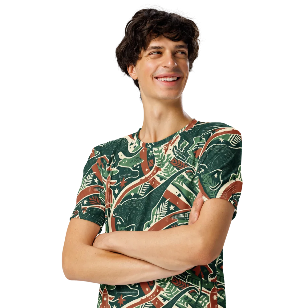 Rocket Menagerie on Men's Crew Neck T-Shirt — Left Front