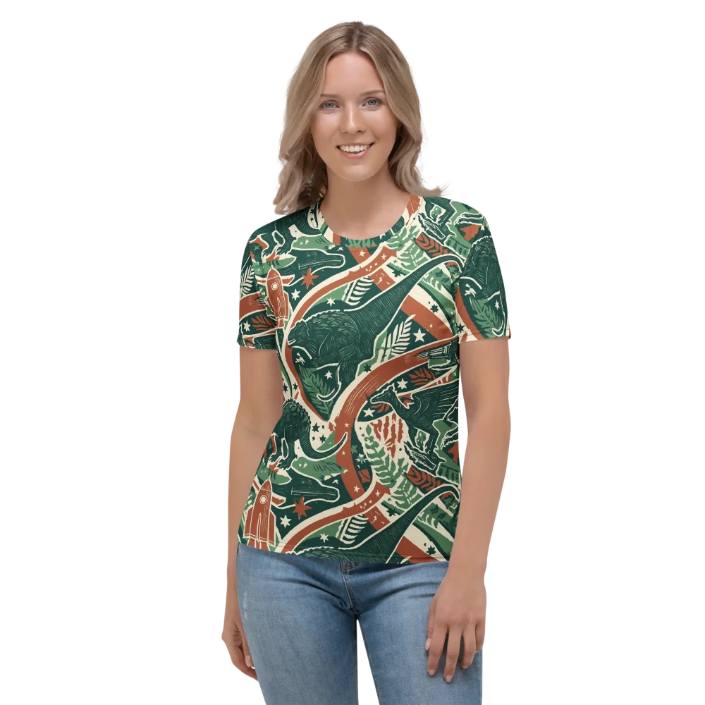 Rocket Menagerie on Women's Crew Neck T-Shirt — Front
