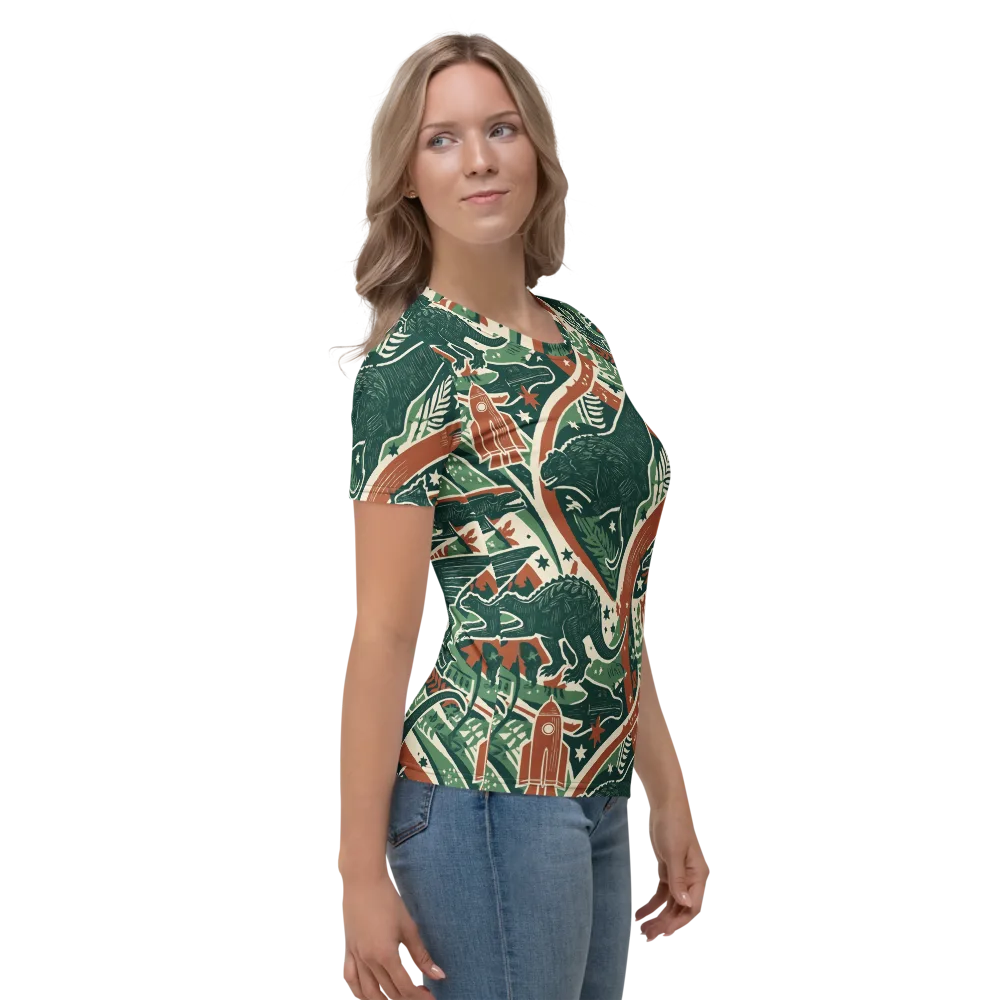 Rocket Menagerie on Women's Crew Neck T-Shirt — Right
