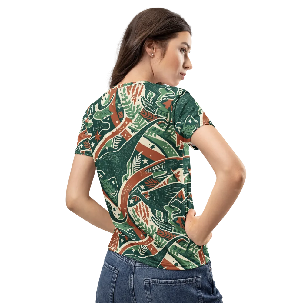 Rocket Menagerie on Women's Crew Neck T-Shirt — Back