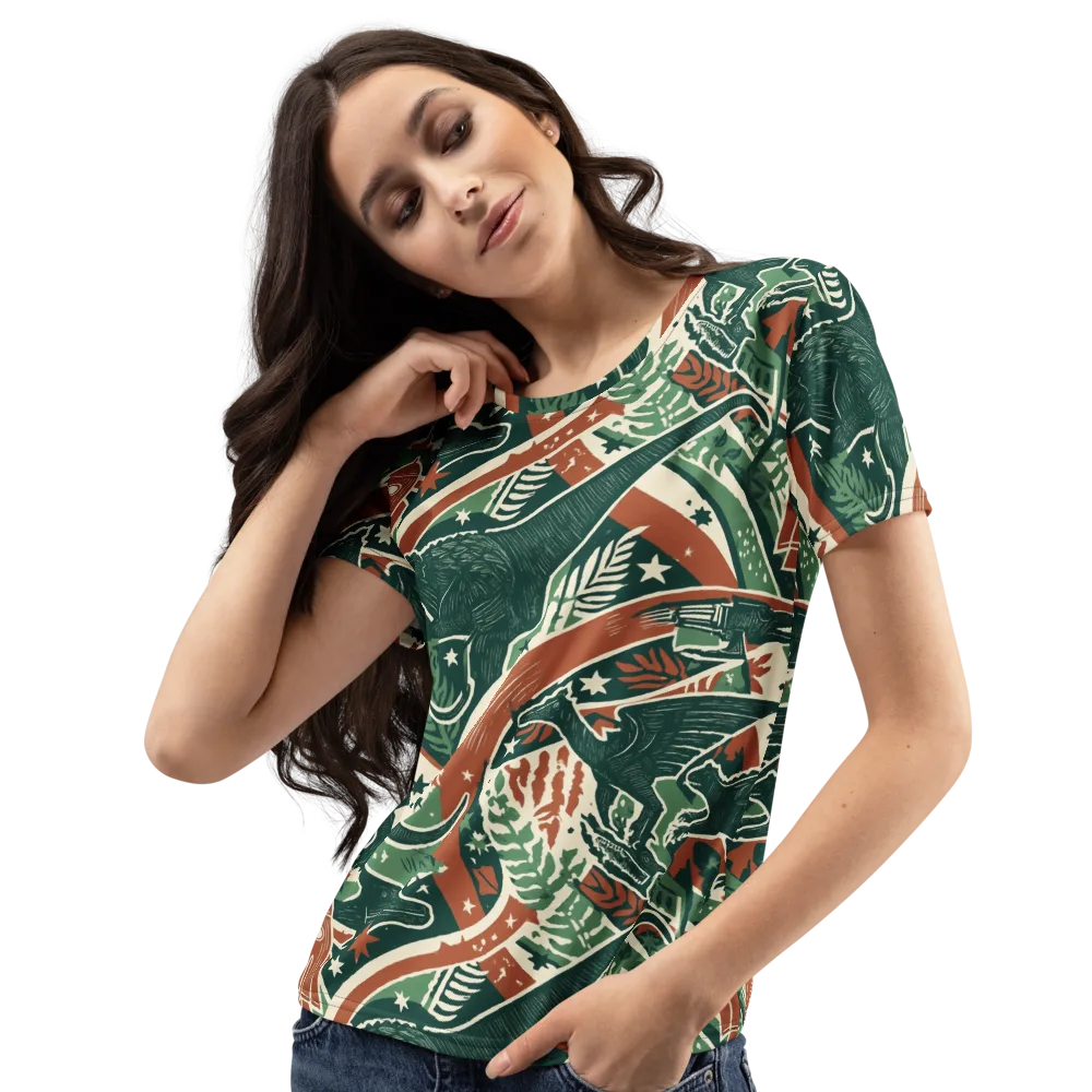 Rocket Menagerie on Women's Crew Neck T-Shirt — Left Front