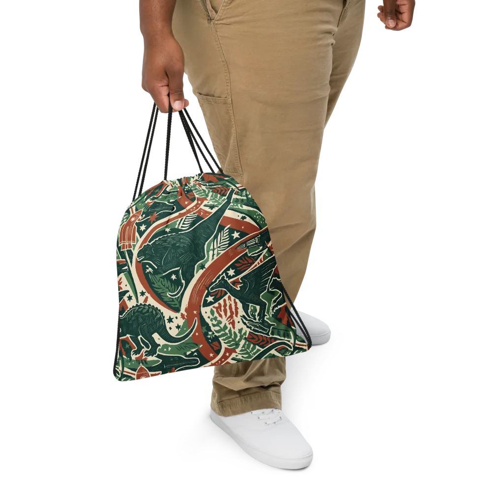 Rocket Menagerie on Drawstring Bag — Front