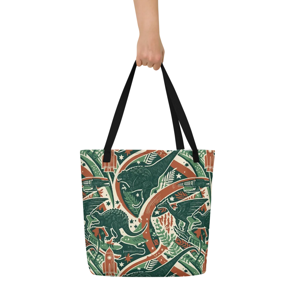 Rocket Menagerie on Large Tote Bag W/ Pocket — Front