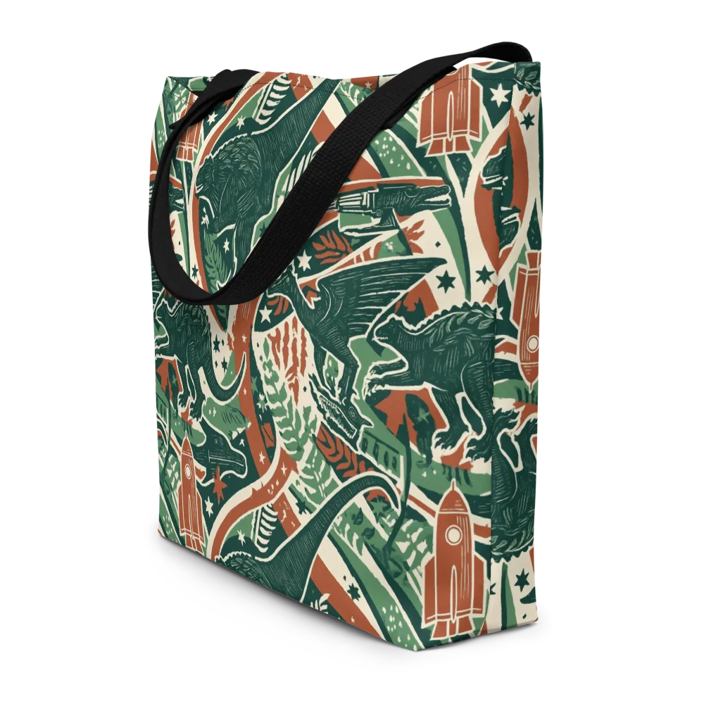 Rocket Menagerie on Large Tote Bag W/ Pocket — Front