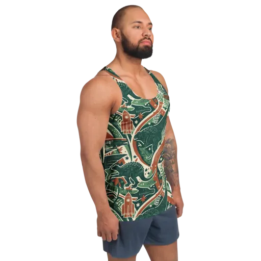 Rocket Menagerie on a Men's Tank Top