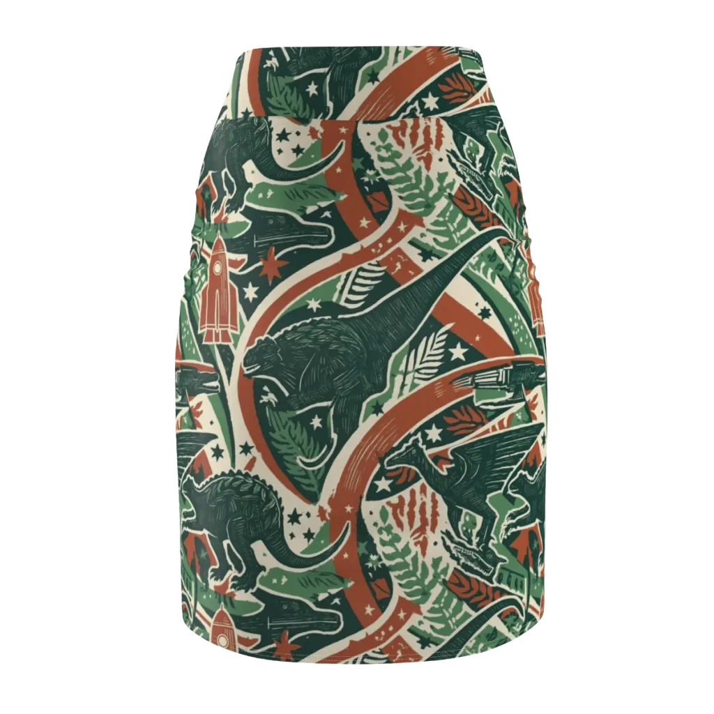 Rocket Menagerie on Pencil Skirt — Back