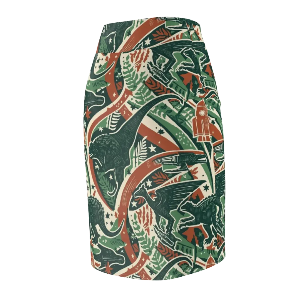 Rocket Menagerie on Pencil Skirt — Back Side