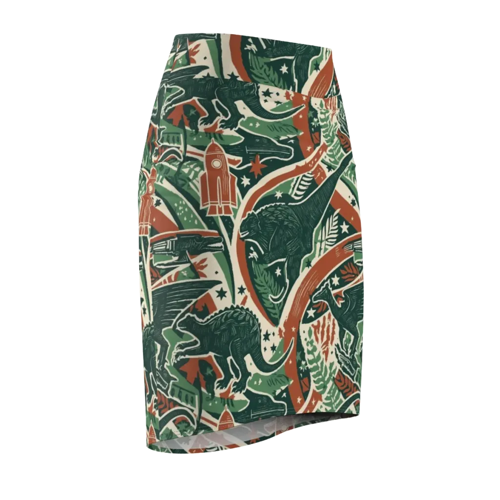 Rocket Menagerie on Pencil Skirt — Front Side