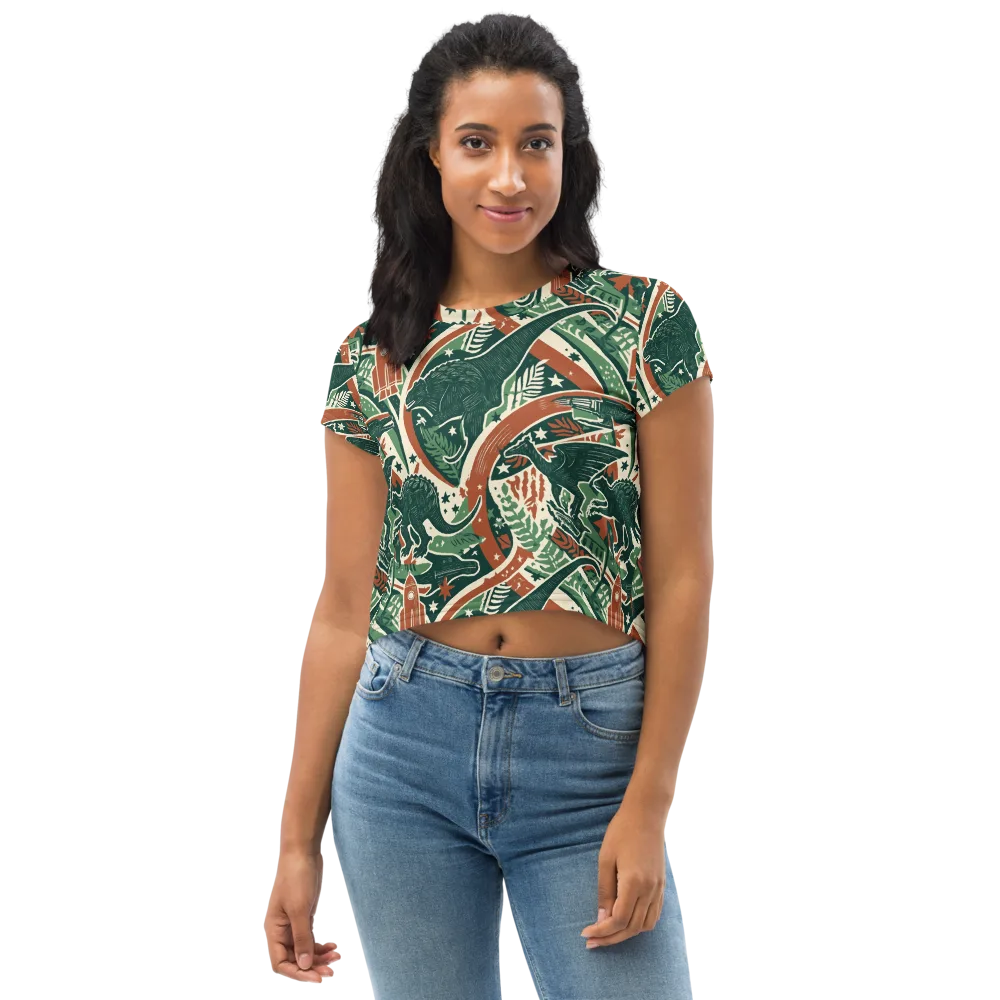Rocket Menagerie on Crop Tee — Front