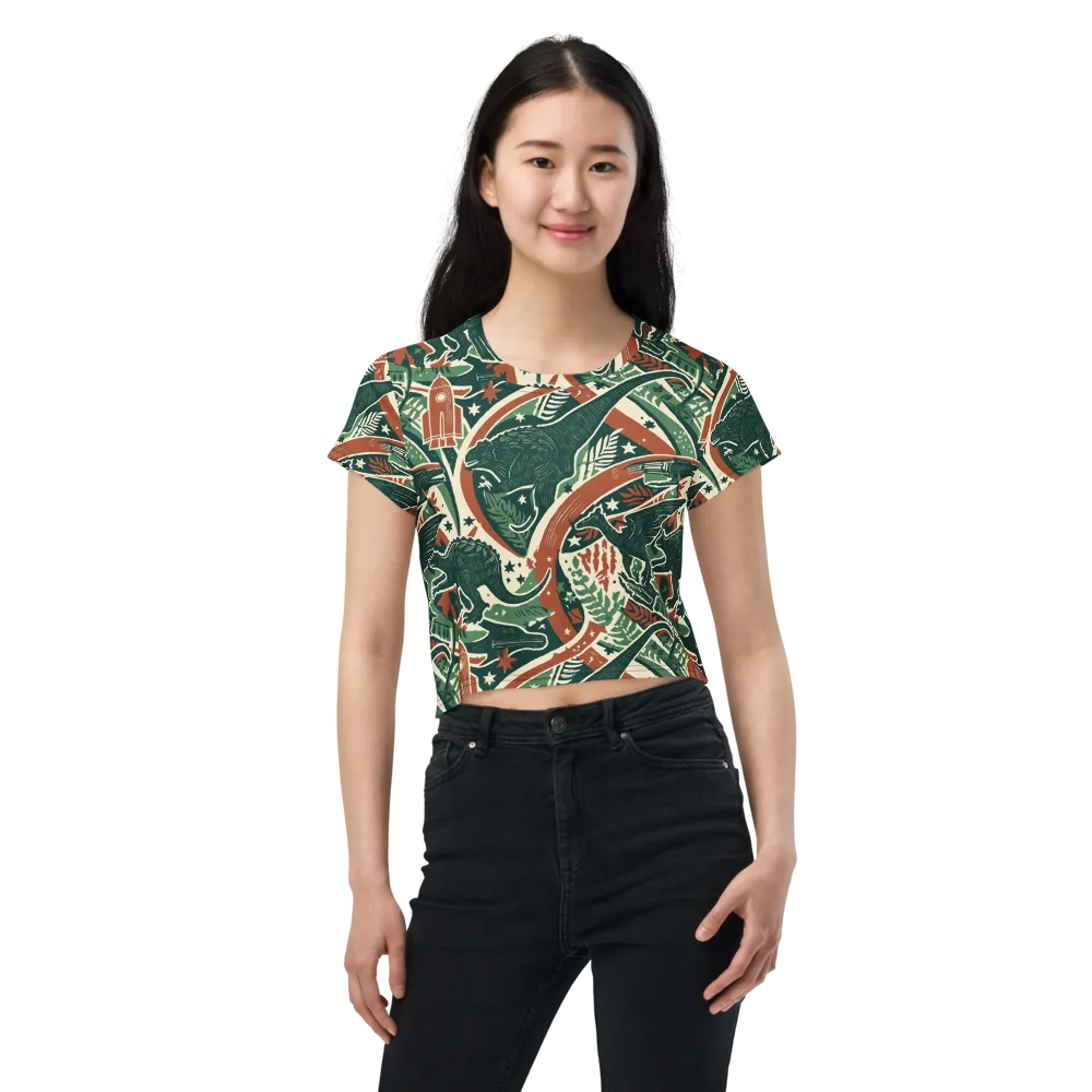 Rocket Menagerie on Crop Tee — Front
