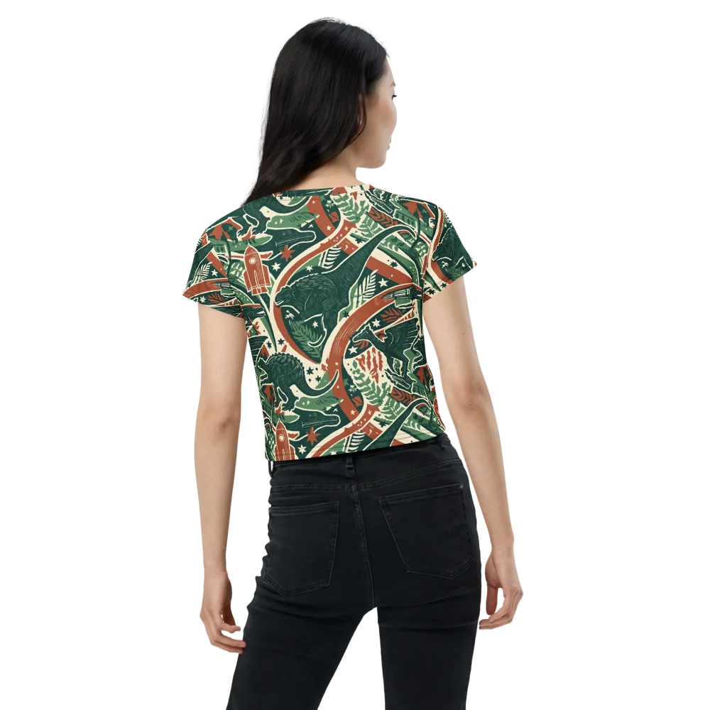 Rocket Menagerie on Crop Tee — Back