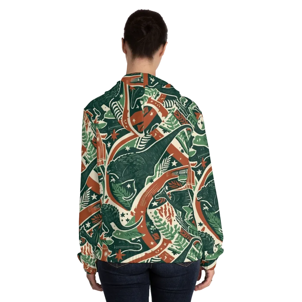Rocket Menagerie on Women's Full-Zip Hoodie — Back On Person