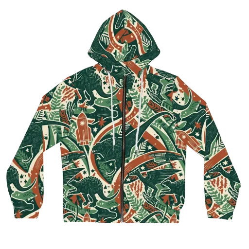 Rocket Menagerie on a Women's Full-Zip Hoodie