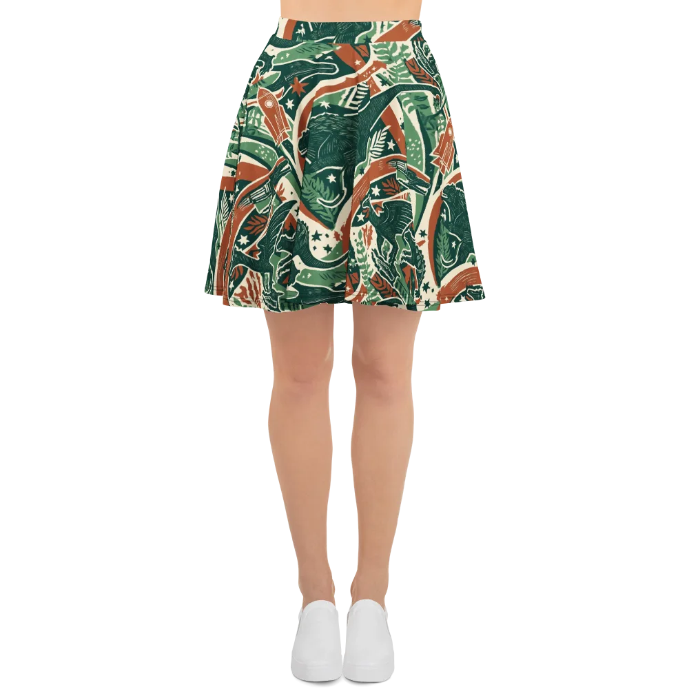 Rocket Menagerie on Skater Skirt — Front