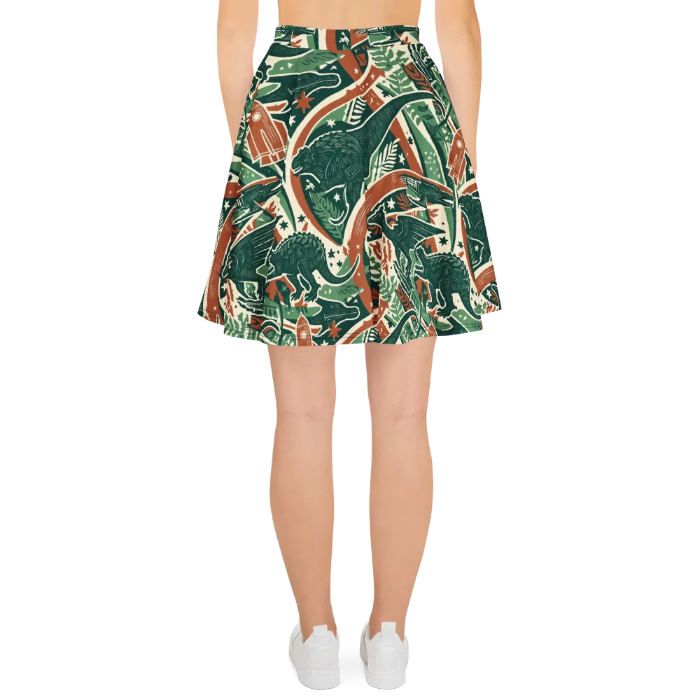 Rocket Menagerie on Skater Skirt — Back