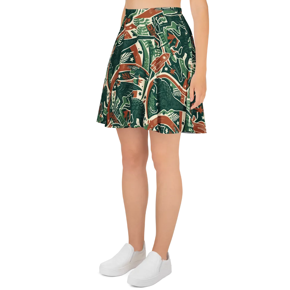 Rocket Menagerie on Skater Skirt — Left
