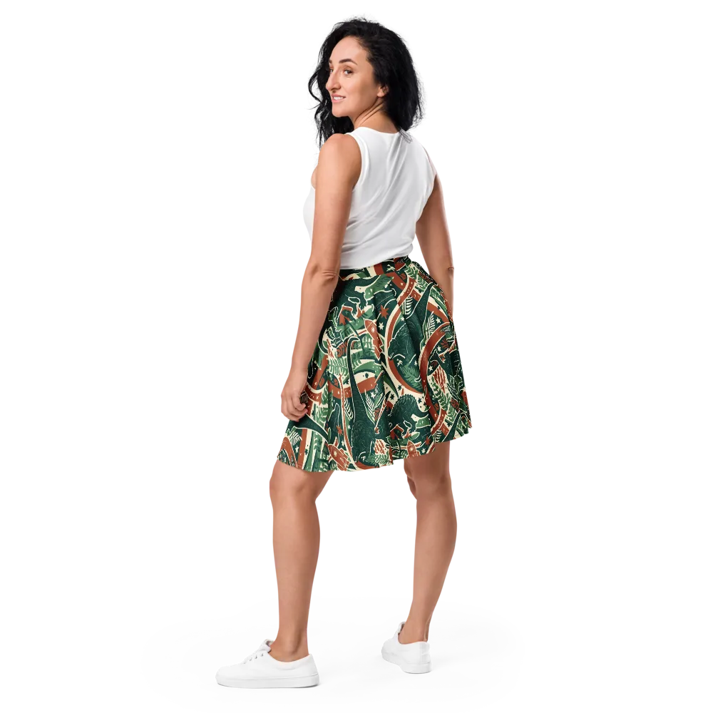 Rocket Menagerie on Skater Skirt — Back