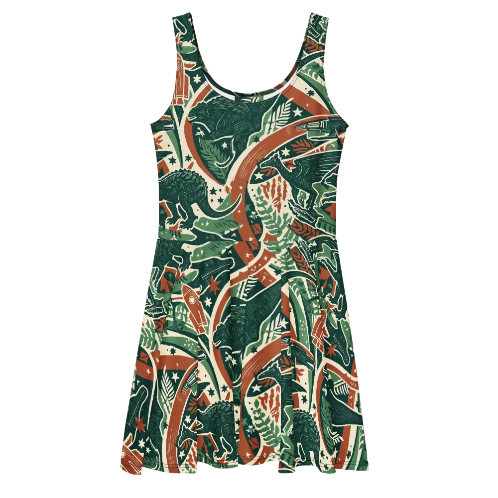 Rocket Menagerie on Skater Dress — Front