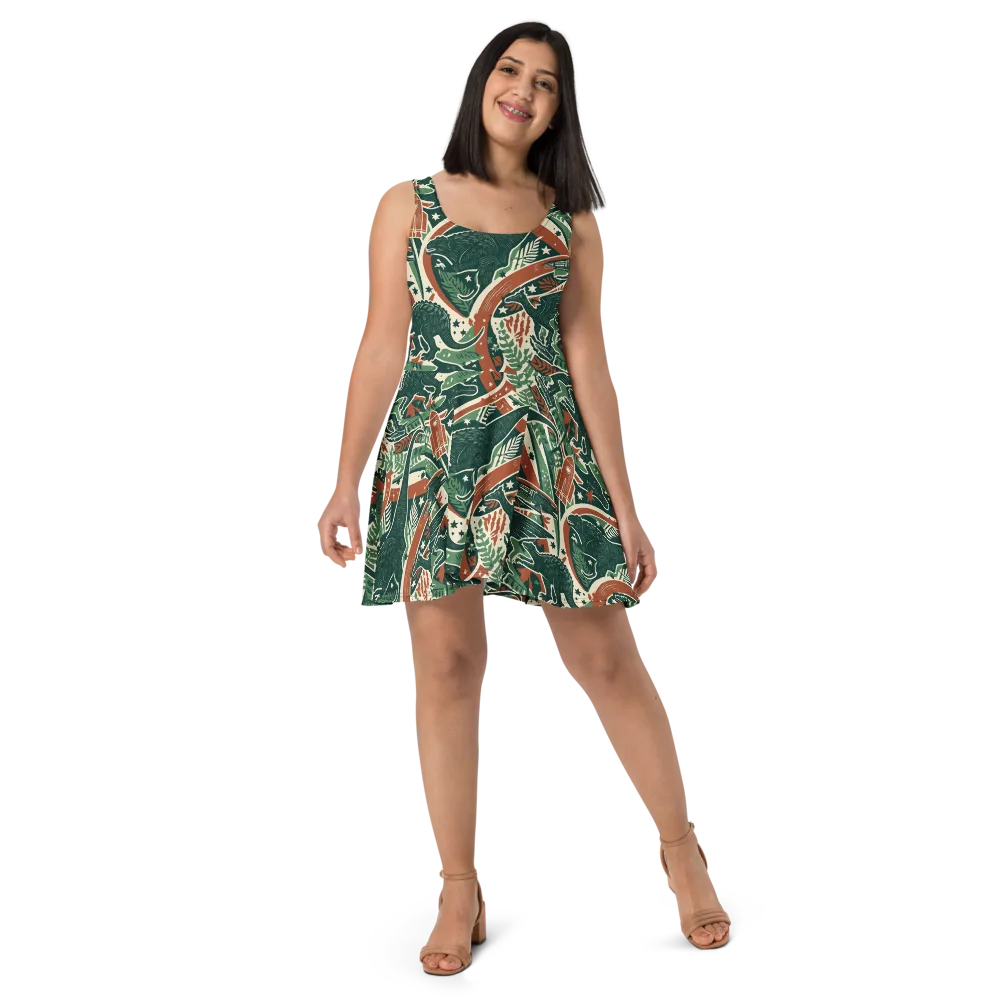 Rocket Menagerie on Skater Dress — Front