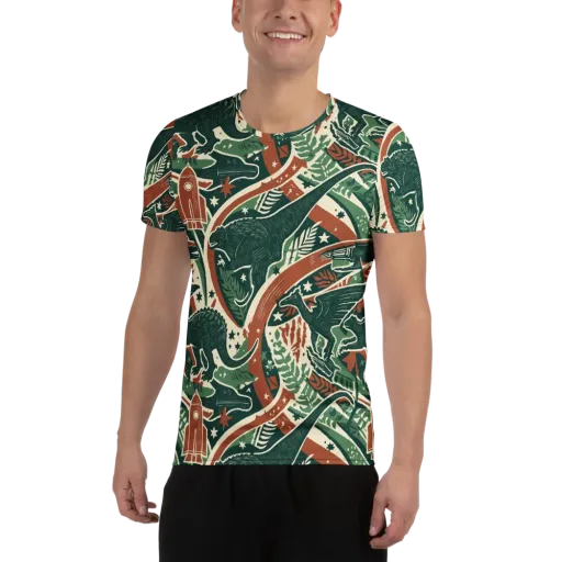 Rocket Menagerie on a Men's Athletic T-Shirt