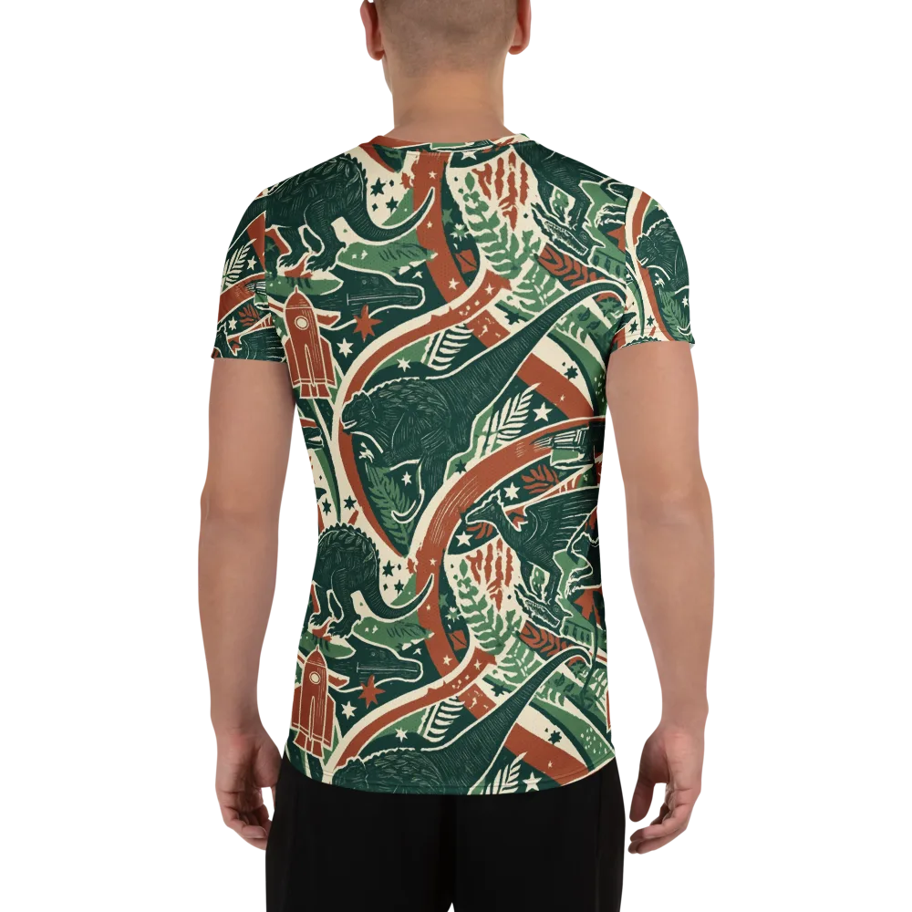 Rocket Menagerie on Men's Athletic T-Shirt — Back