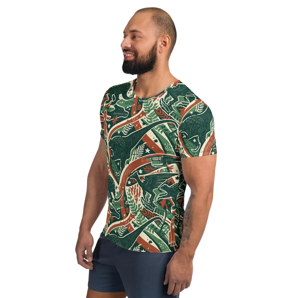 Rocket Menagerie on Men's Athletic T-Shirt — Left