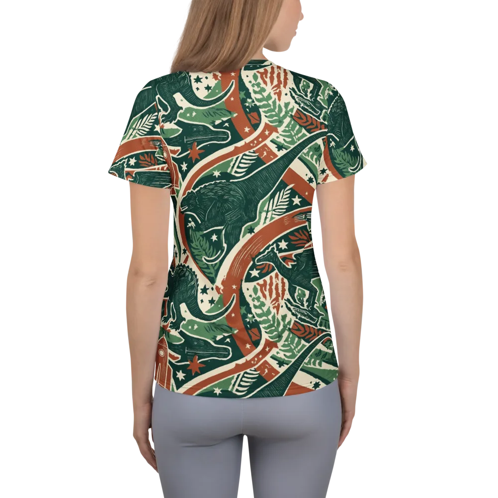 Rocket Menagerie on Women's Athletic T-Shirt — Back