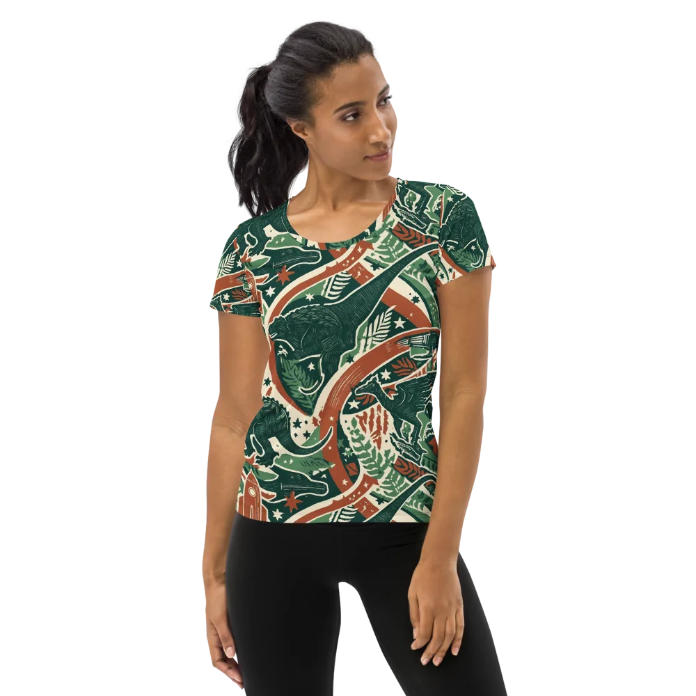 Rocket Menagerie on Women's Athletic T-Shirt — Front